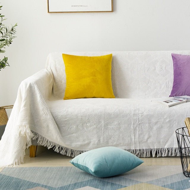 jeté de canapé coton blanc - Décoration Oriental