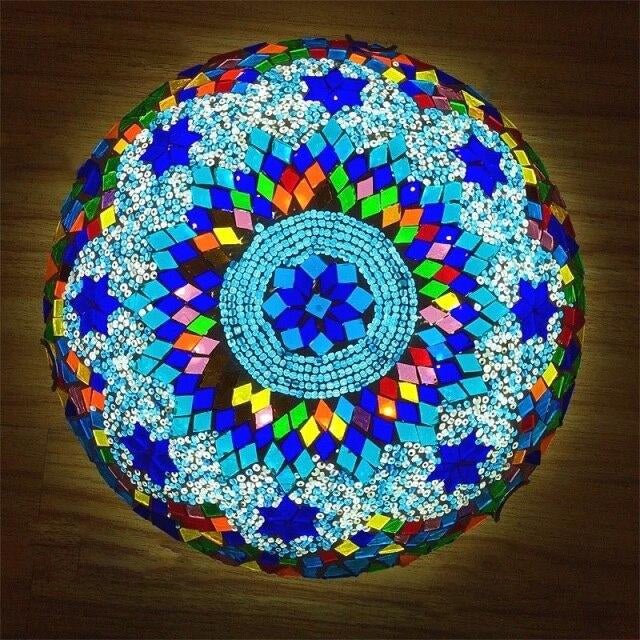 Plafonnier marocain verre bleu - Décoration Oriental