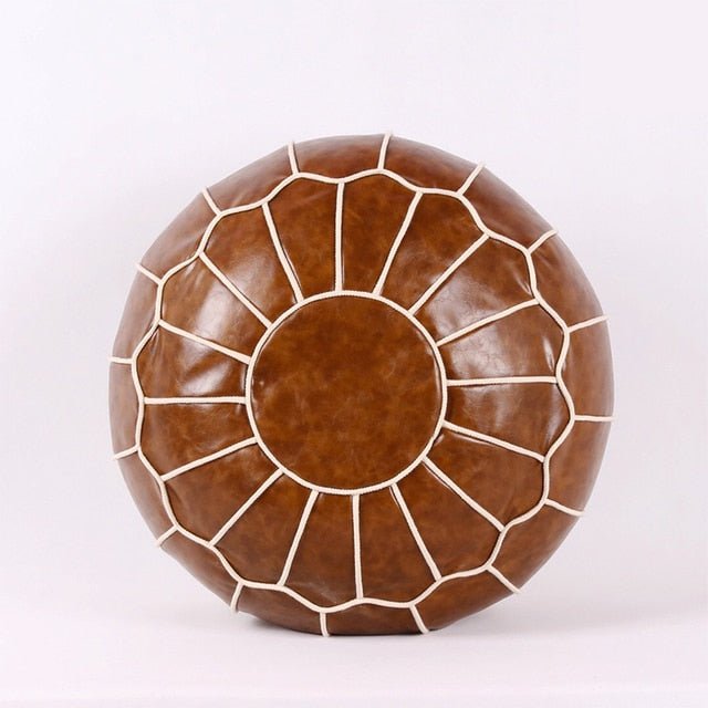 Pouf en simili cuir marron - Décoration Oriental