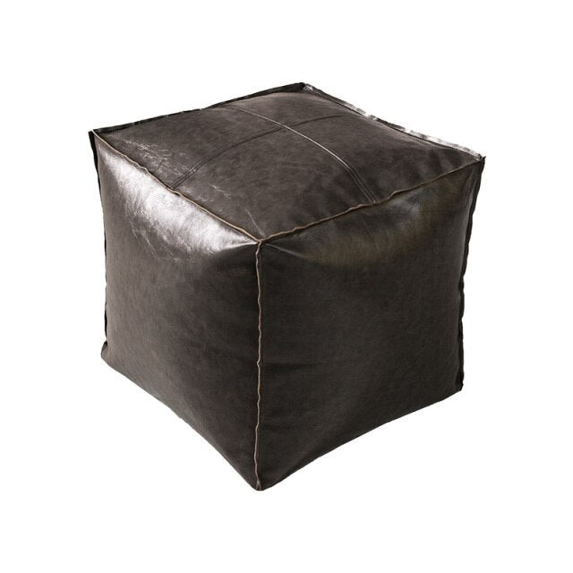 pouf ottoman en cuir noir - Décoration Oriental