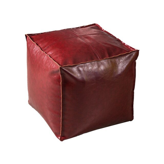 pouf ottoman en cuir rouge - Décoration Oriental