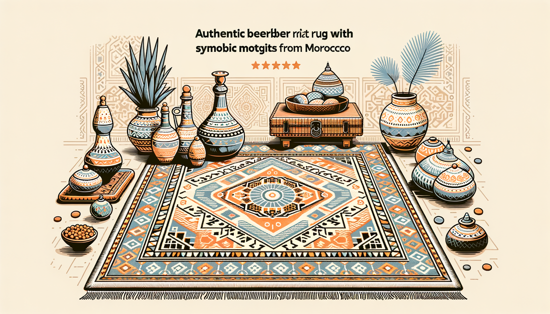 Image d'illustration pour l'article : Tapis berbère authentique aux motifs symboliques venus du Maroc