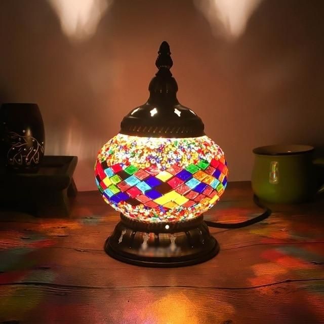 Lampe en verre ethnique multicolore - Décoration Oriental