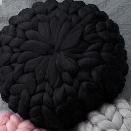 Pouf en laine noir - Décoration Oriental
