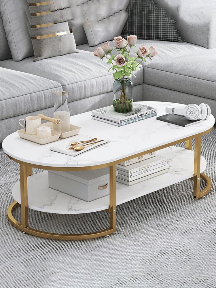 Table basse marbre blanc et or - Décoration Oriental